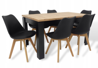 Stôl so stoličkami do obývačky - Nastavte tabuľku 80x140/180 skladacie 6 stoličiek