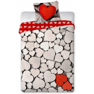 Kompletný set posteľných obliečok - Sada podstielky v srdciach Valentína Láska 160x200