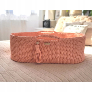 Prútený košík pre bábätká - Mojžišský kôš boho ručný - losos