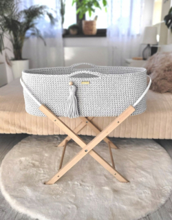 Prútený košík pre bábätká - Kôš Mojžišov boho ručne vyrobený s stojanom - Jasny S