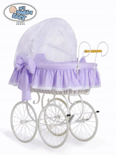 Prútený košík pre bábätká - Mojžiš Retro Christine Basket - biela + biela a biela