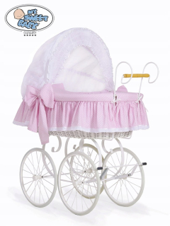 Prútený košík pre bábätká - Kôš Mojžiša retro Christine - biela + biela