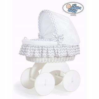 Prútený košík pre bábätká - Mojžišový kôš s Hannah Budka White + White-Gray