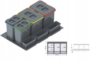 Kôš na triedenie odpadu - Odpadky bin plavba Praktiko 80 2x20l + 2x9l