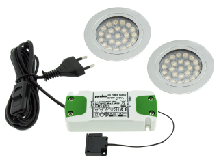 Osvetlenie nábytku - KPL 2X Round LED 1,8 W 12 V stropný kameň+napájanie