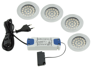 Osvetlenie nábytku - KPL 4X Round LED LED 2W 12 V Stropné svietidlo+napájací zdroj