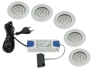 Osvetlenie nábytku - KPL 5X Round LED 1,8 W 12 V stropný kameň+napájanie