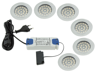 Osvetlenie nábytku - KPL 6X Round LED 1,8 W 12 V stropný kameň+napájanie