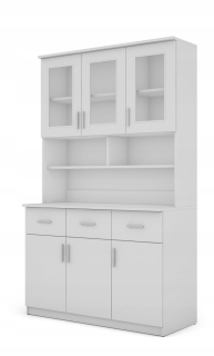 Príborník, vitrína - Rímska kuchynská lavica 107 cm biela/antracite Vicco