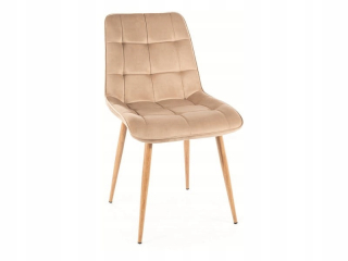 Kuchynská, jedálenská stolička - Chic D Velvet stolička béžová/signálna velor dub