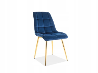 Kuchynská, jedálenská stolička - Elegantné zamatové kreslo Velvet Navy/Gold