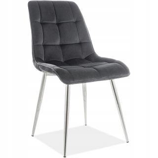 Kuchynská, jedálenská stolička - Chic Velvet Chrome / Čierna stolička