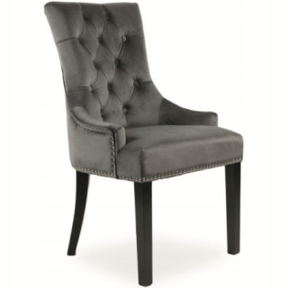 Kuchynská, jedálenská stolička - Stolička Edward Velvet Black / Grey Quilted 51 cm