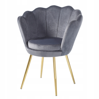 Kuchynská, jedálenská stolička - Stolička Glamour Shell Grey Zlaté nohy