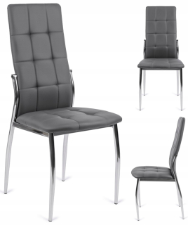 Kuchynská, jedálenská stolička - Stolička K209 Gray Eco Leather prešívaná chróm Halmar