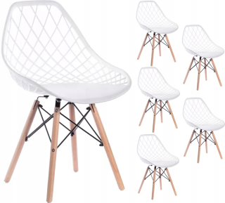 Kuchynská, jedálenská stolička - Škandinávska stolička DSW White - 6 kusov