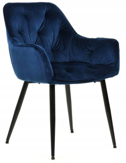 Kuchynská, jedálenská stolička - Flavia Velvet Navy Blue Velor čalúnená stolička