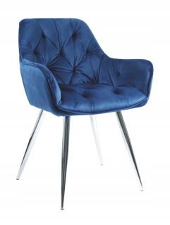 Kuchynská, jedálenská stolička - Stolička s Aurora lakťovky Navy Blue / Chrome