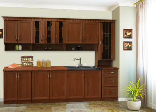 Kuchynská linka - Kuchyňa Benita 260 cm. Kitchenme, (orech)