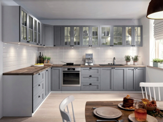 Kuchynská linka - Linea Gray/White Kitchen, cena s horným nábytkom