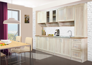 Kuchynská linka - Kuchyňa Olga 260 cm. Kitchenme, (Sonoma)