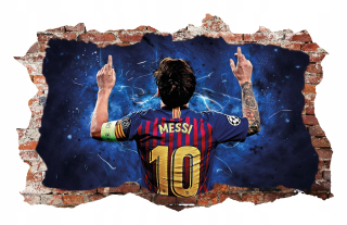 Destké samolepky - Nálepky na stenu Lionel Messi 3D otvor 70x46 cm