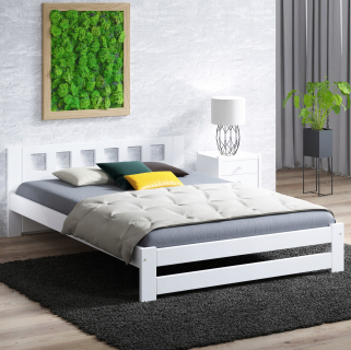 Posteľ do spálne - Posteľ 160x200 Drevená borovica biela šedá DMD12