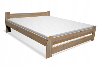 Posteľ do spálne - Borovica drevená posteľ 140x200 + rám + matrac