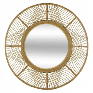 Zrkadlo do predsiene - BOHO ZRKADLO bambusový rám okrúhle VEĽKÉ Ø 70 cm