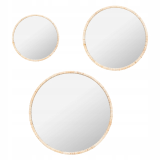 Zrkadlo do predsiene - Dekoratívne zrkadlo Round Rattan 3 kusy boho