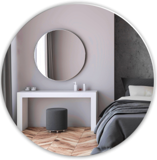 Kúpelňové zrkadlo - Strieborné okrúhle zrkadlo bez rámu 55 cm brúsené