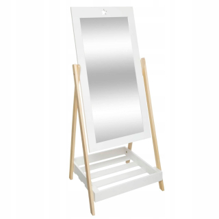 Zrkadlo do predsiene - Biele stojaté zrkadlo pre detskú izbu 102x46,5 cm