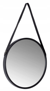 Zrkadlo do predsiene - Zrkadlo visiace na opasku čierne okrúhle podkrovie 50 cm