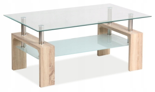 Konferenčný stolík do obývačky - Sklenený konferenčný stolík LISA BASIC II transparent/sonoma