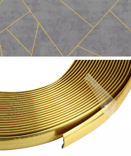 Šablóna maľovanie stenu - Dekoratívny dekoratívny prúžok 14 mm flexibilného zlata