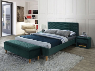 Posteľ do spálne - Azurro Velvet Bed Velvet Green 140x200