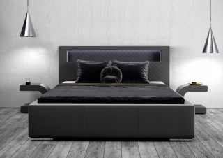 Posteľ do spálne - Čalúnená spálňa posteľ + LED kovový rám