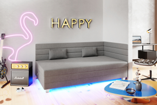 Posteľ do spálne - Pohovka na gaučové posteľ s matracmi Catrina+ LED 80 cm