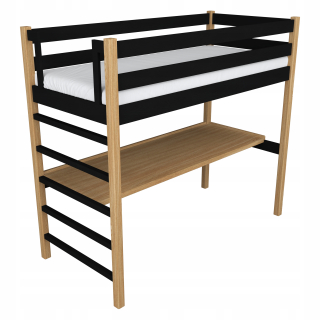Detská posteľ - Mezzanine posteľ s stolom 90x190 Black/Oak N01