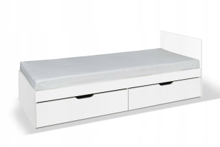Posteľ do študenskej izby - Biela posteľ pre matrace 80x200 zásuvky + rám