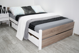 Posteľ do spálne - Bella Wooden Bed Hruffle Oak matrac 100x200