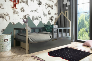 Posteľ do študenskej izby - Detská posteľ 160x80 borovica/grafit bruno