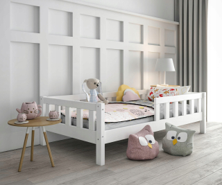 Posteľ pre detí - Detská posteľ s bariérami biela výška 160x80 24 hodín