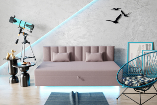 Posteľ do spálne - Jednotná posteľ, hotelová gauč + LED 90/200