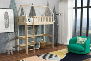 Poschodová posteľ - Posteľ na mezanine 200x90 Pine Pablo+rám