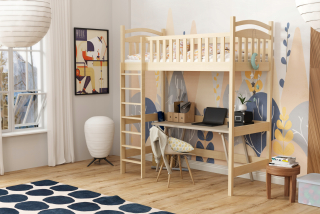 Poschodová posteľ - Posteľ na mezaníne High 200x90 Pine Anita