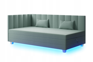 Posteľ do spálne - Rohový posteľ s gaučom s matracmi LEA+LED 80 cm
