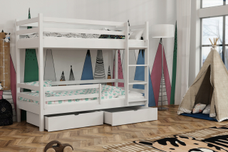 Poschodová posteľ - Poschodová posteľ 180x80 Biela elegantná energia+zásuvky