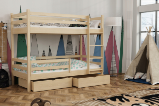 Poschodová posteľ - Bunk Bed 200x90 Elegantná borovica+zásuvky