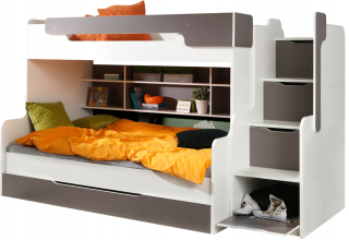 Posteľ do študenskej izby - Harry 90x200cm Bunk Bed 3 -osoby + police